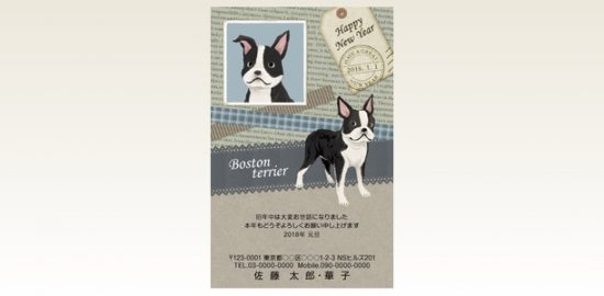 ネットスクウェア犬種別年賀状ボストンテリア